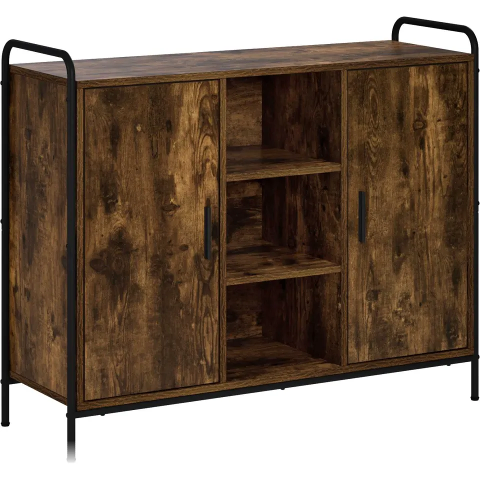 vidaXL Dressoir Gerookt eiken 97 x 33 x 81 cm Bewerkt hout, foto 3