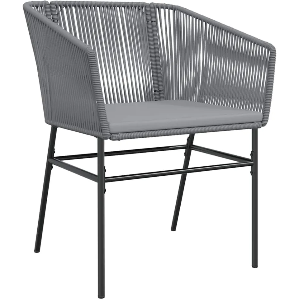 vidaXL 3-delige Tuinset met kussens poly rattan glas grijs, foto 3