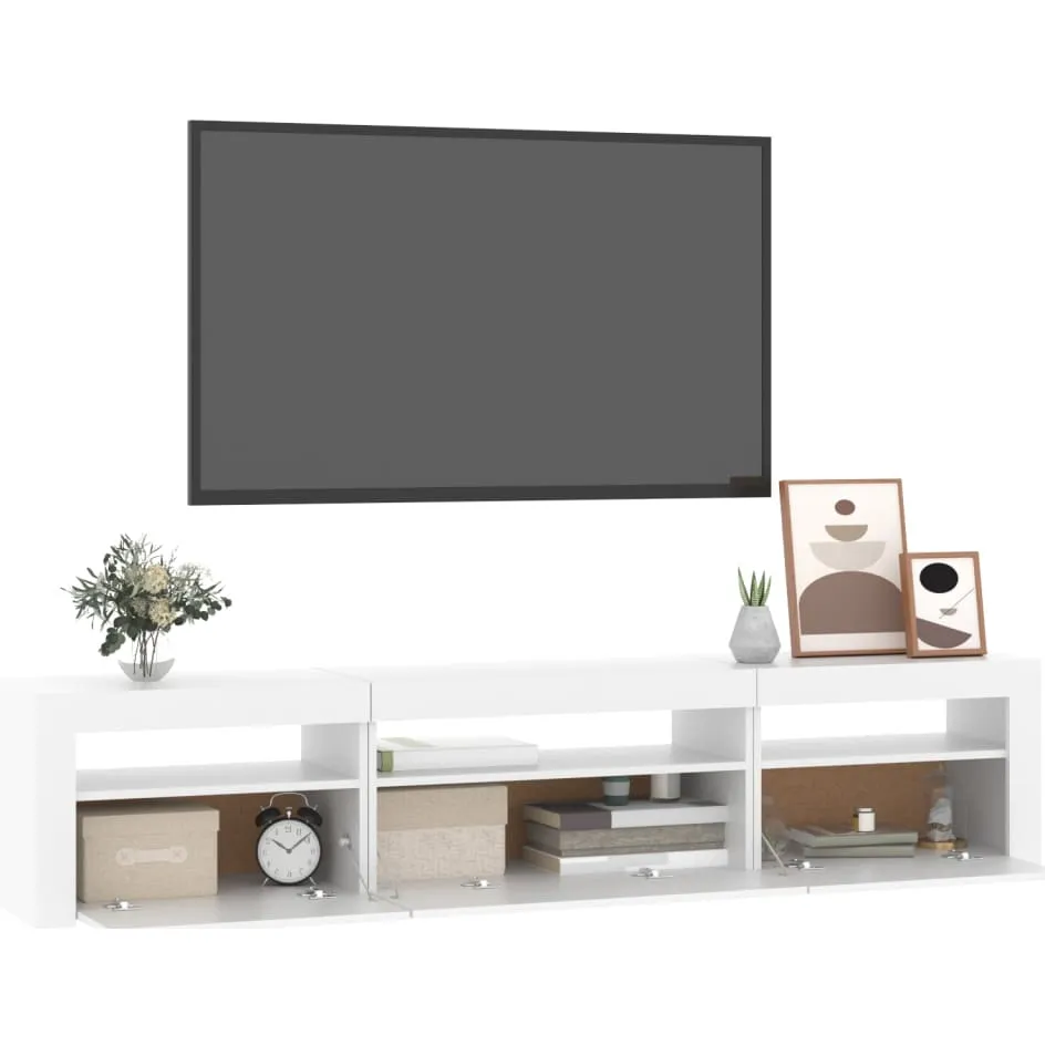 vidaXL Tv-meubel met LED-verlichting 195x35x40 cm wit, foto 3
