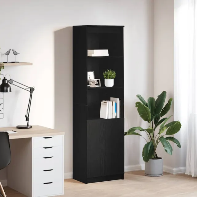 vidaXL Highboard 50x35x180 cm spaanplaat zwart eikenkleurig