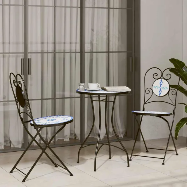 vidaXL Bistrotafel Ø 50x70 cm keramiek blauw