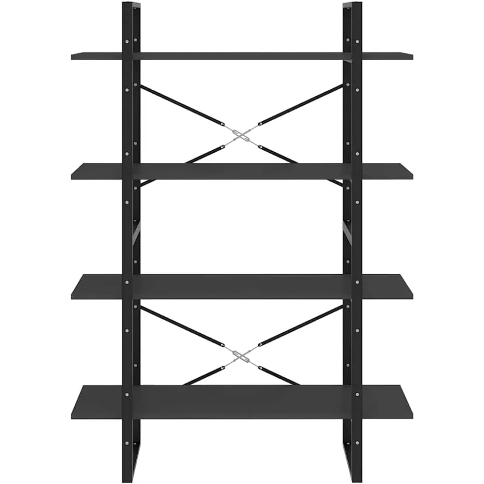 vidaXL Boekenkast met 4 schappen 100x30x140 cm bewerkt hout grijs, foto 4