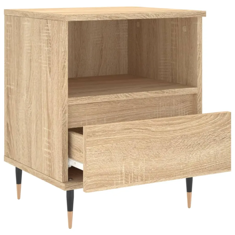 vidaXL Nachtkastje 40x35x50 cm bewerkt hout sonoma eikenkleurig, foto 4
