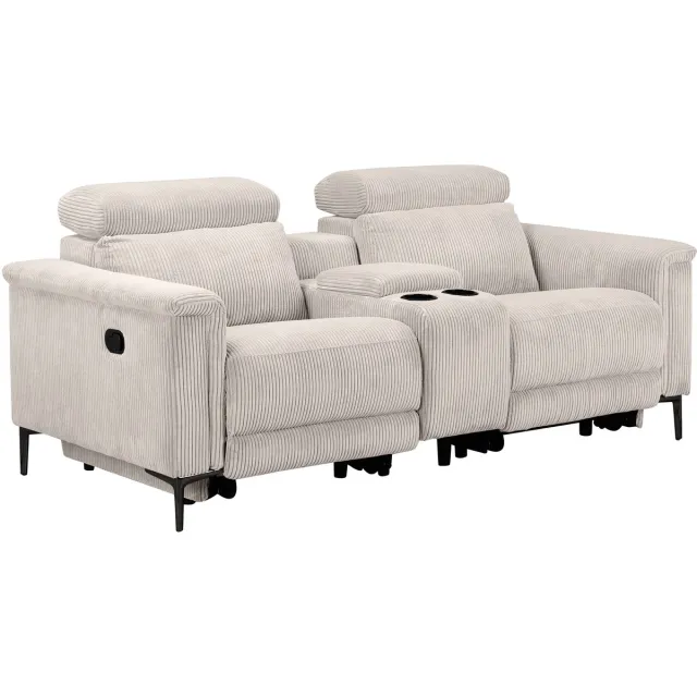 Notio Living Lund - Dubbele relaxfauteuil met handmatige functie in corduroy crème (97 x 194 x 100 cm)