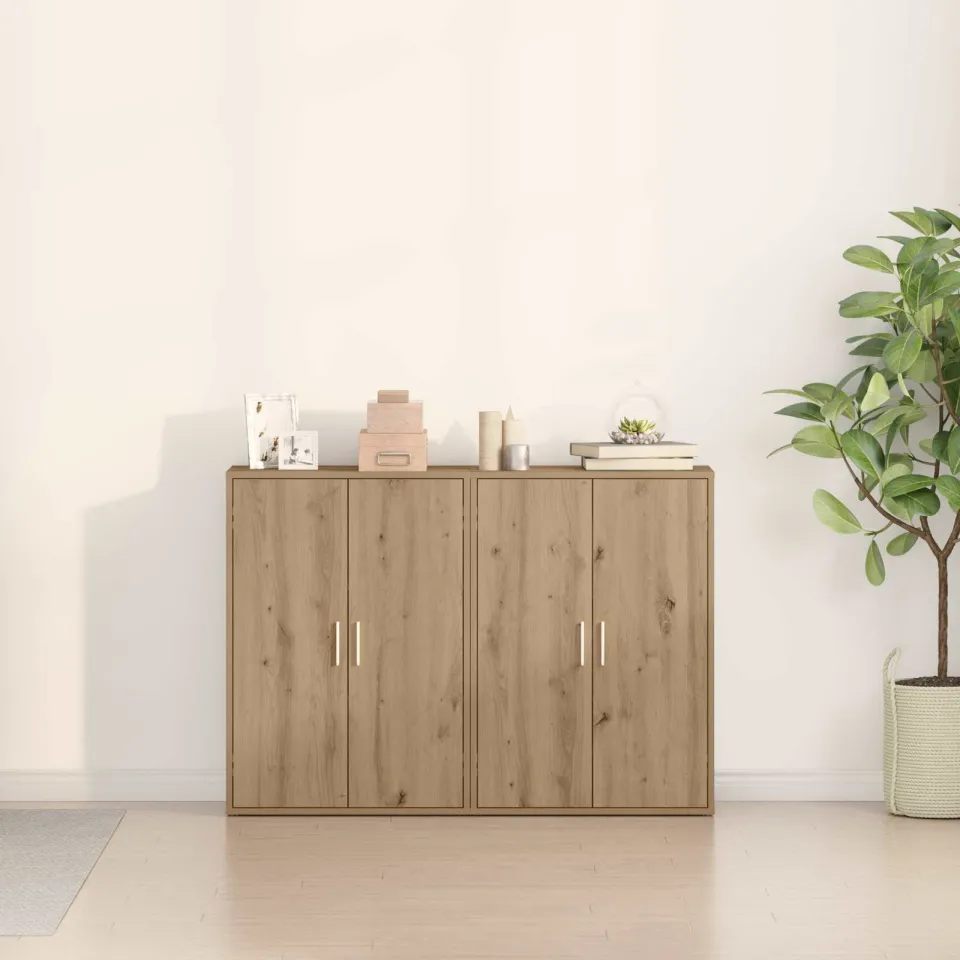 vidaXL Dressoir 2 st Artisan Eiken 60 x 31 x 84 cm Bewerkt hout, foto 4