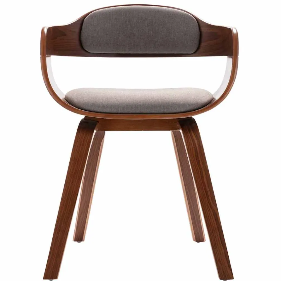 vidaXL Eetkamerstoel gebogen hout en stof taupe, foto 2