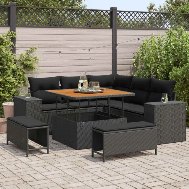 vidaXL Tuin Sofa Set 8 st Zwart poly rattan, foto 2