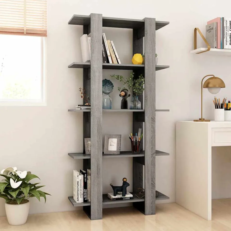 vidaXL Boekenkast/kamerscherm 80x30x160 cm bewerkt hout grijs sonoma, foto 3
