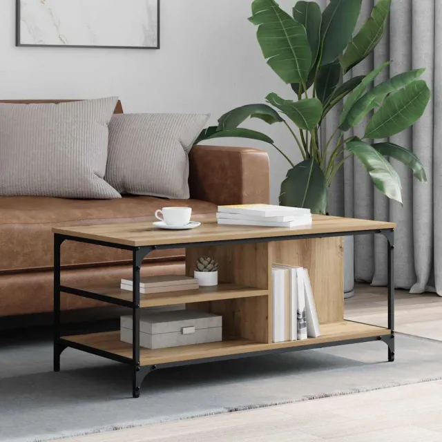vidaXL Salontafel Artisan Eiken 100 x 50 x 45 cm Bewerkt hout Bruin