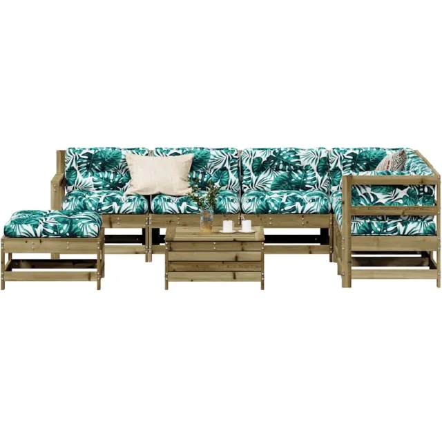 vidaXL 8-delige Loungeset met kussens geïmpregneerd grenenhout bruin, foto 2