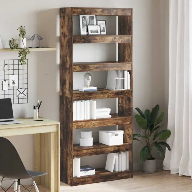 vidaXL Boekenkast 6-laags 80 x 30 x 198 cm Bewerkt hout Gerookt eiken Bruin