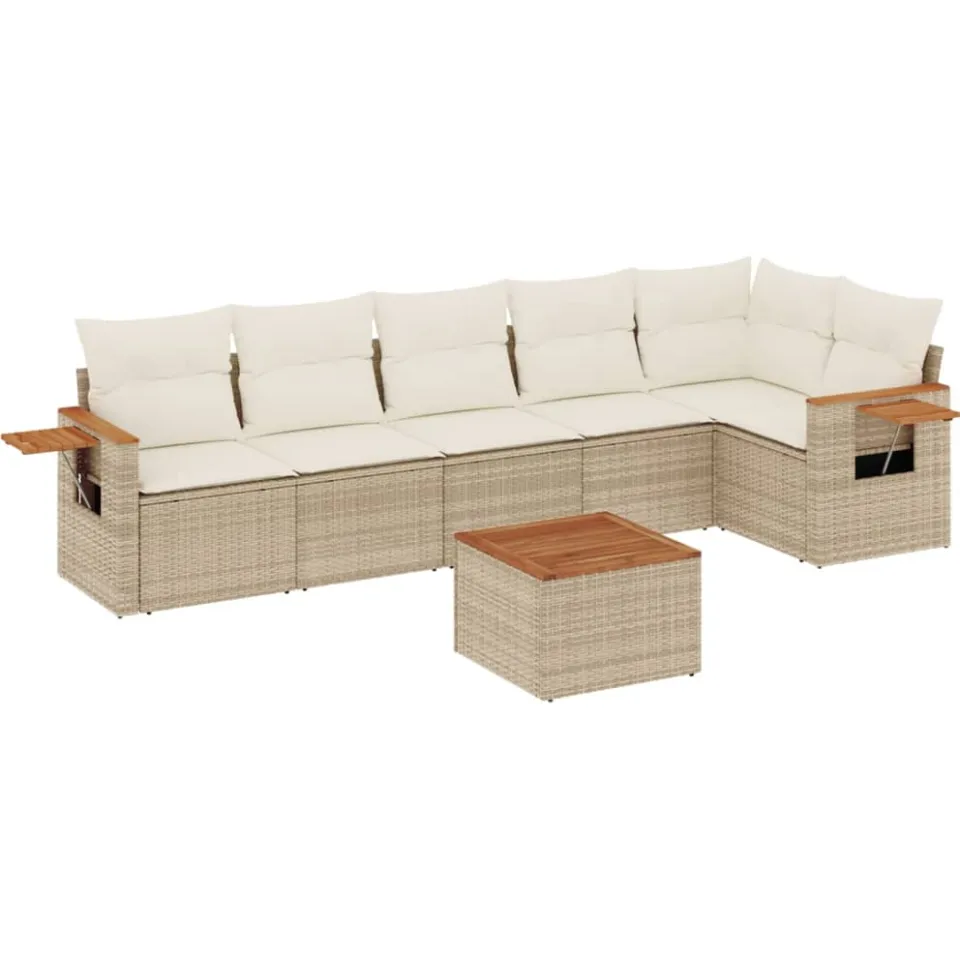 vidaXL Patio Sofa Set 6-zits Beige and Cream, foto 3