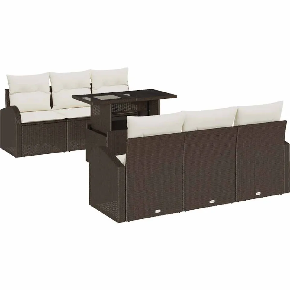 vidaXL Tuin Sofa Set 7 st Bruin Poly riet, foto 4