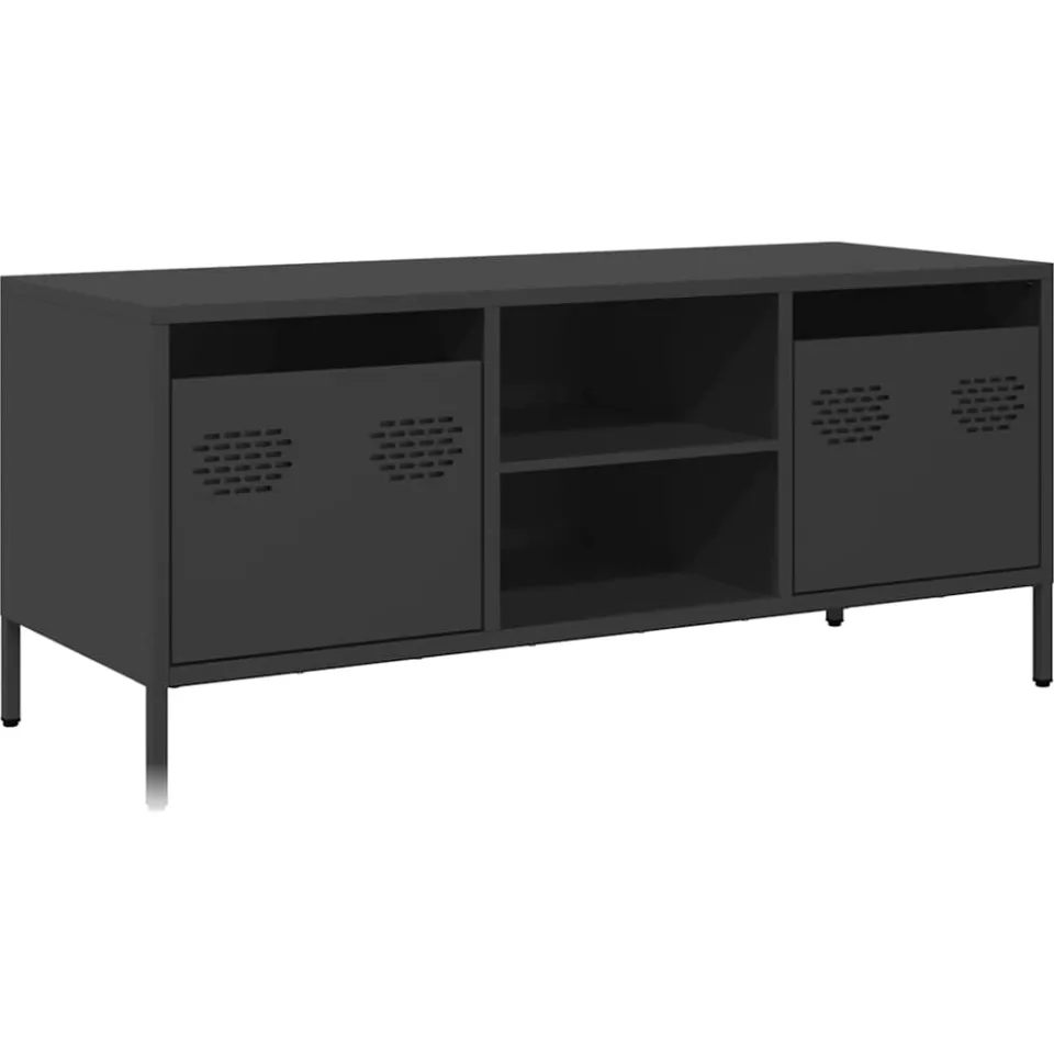 vidaXL Tv-meubel 101,5x39x43,5 cm koudgewalst staal zwart, foto 3