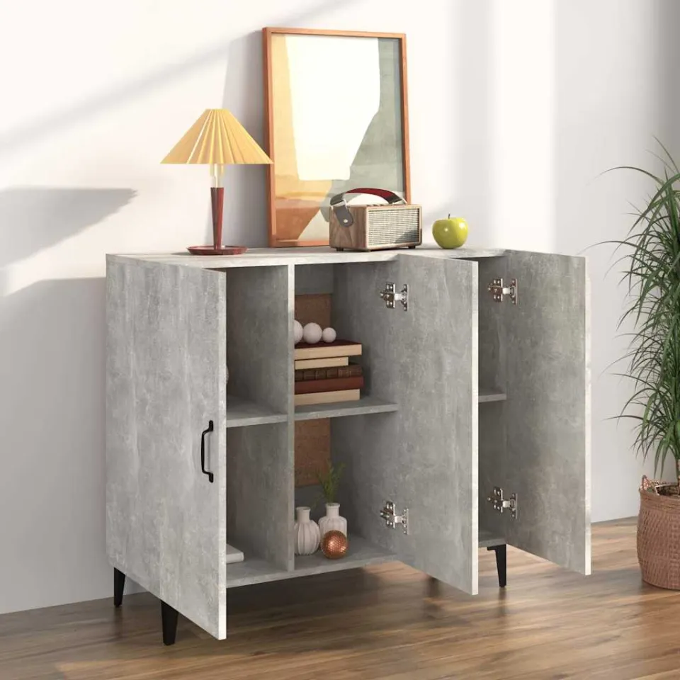 vidaXL Dressoir 90x34x80 cm bewerkt hout betongrijs grijs, foto 3