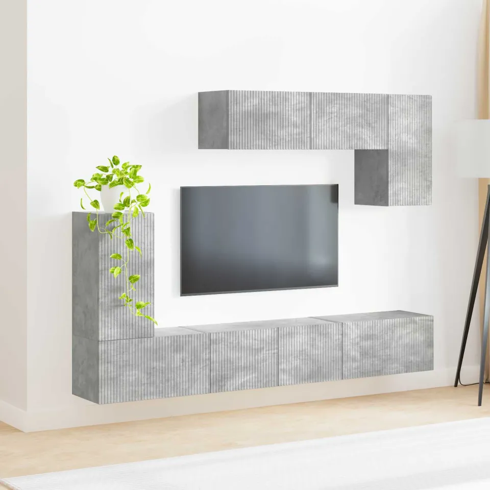 vidaXL Tv-meubelset 4 st Beton Grijs Bewerkt hout, foto 4