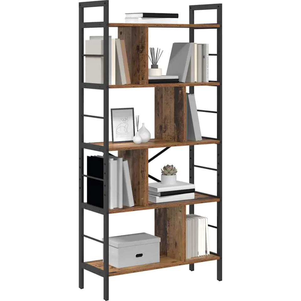 vidaXL Boekenkast 9-laags 75 x 30 x 156 cm Bewerkt hout Oud Hout Bruin