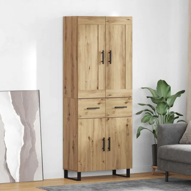 vidaXL Hoge kast 2 st Artisan Eiken 69,5 x 34 x 180 cm Bruin