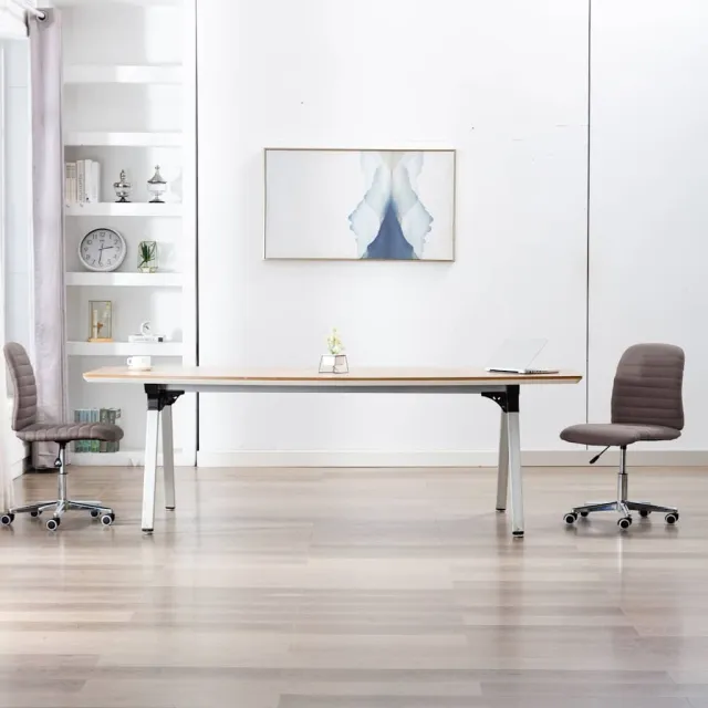 vidaXL Eetkamerstoelen draaibaar 2 st stof taupe
