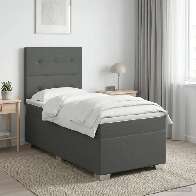 vidaXL Boxspringbed met matras Donkergrijs 80 x 200 cm Stof
