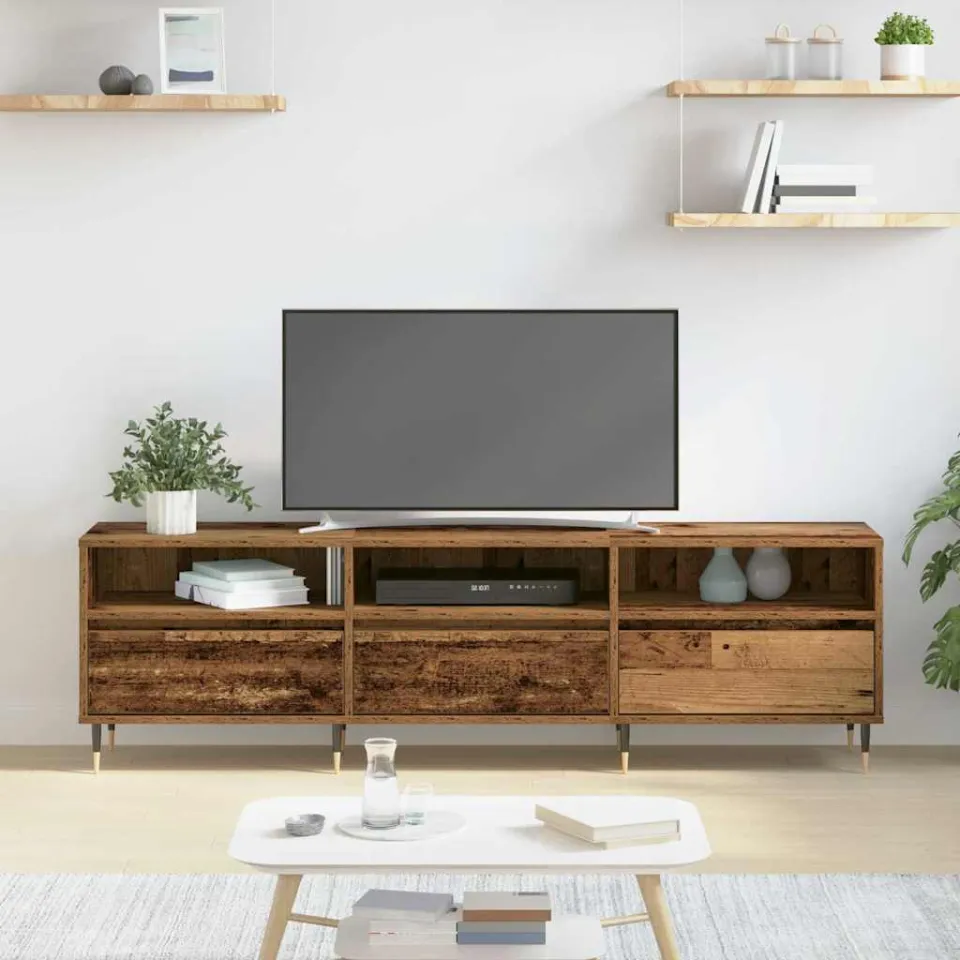 vidaXL TV-kast 150 x 30 x 45 cm Oud Hout Bewerkt hout bruin, foto 3