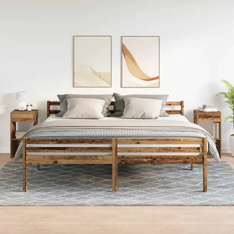 vidaXL Nachtkastjes 2 st met lade 35x34x66,5 cm oud houtkleurig bruin, foto 2
