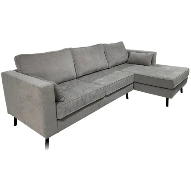 Lizzely Garden & Living Hoekbank design Hilde 270cm loungebank grijs chenille rechts bankstel hoeksalon zetel