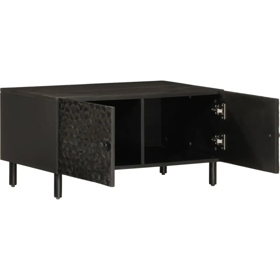 vidaXL Salontafel 80x50x40 cm massief mangohout zwart, foto 2