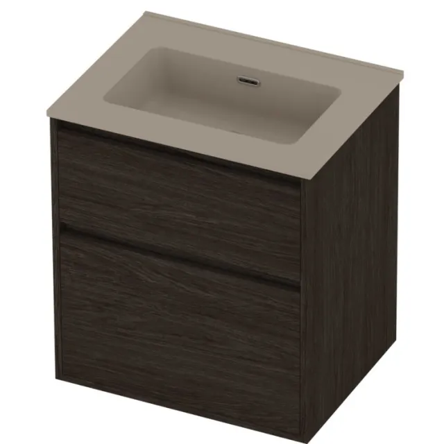 Proline Tribute Badmeubelset Porselein Elegant 60x46x67 cm Mat Crème Cotton Mokka Oak Eiken