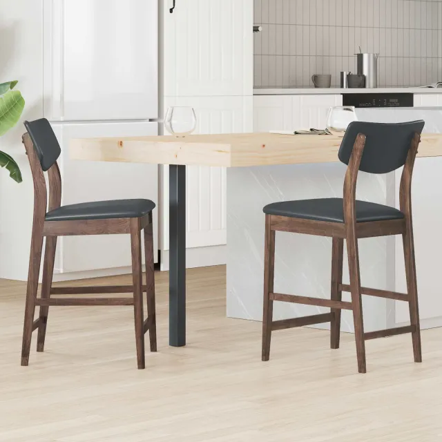 vidaXL Eettafelstoelen 2 st Massief Rubberhout Licht Bruin