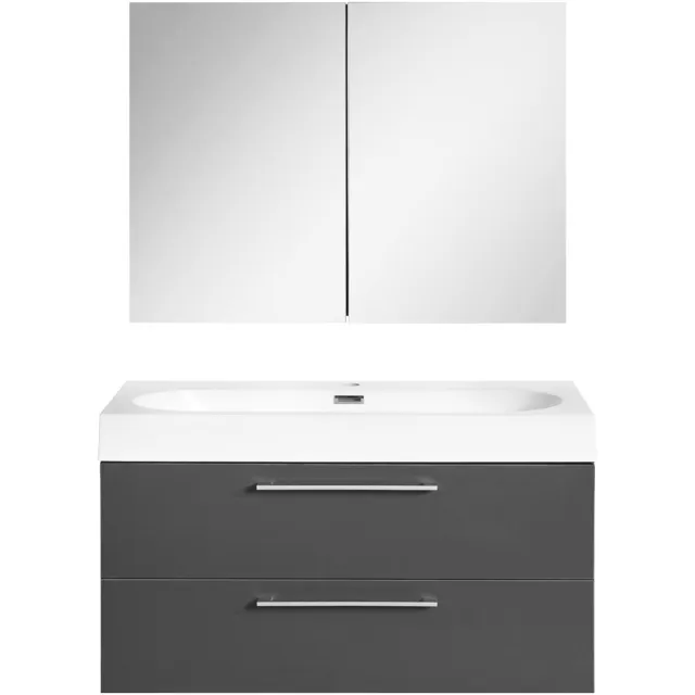 Differnz Badkamermeubelset Differnz Somero Met Keramiek Wastafel 80 cm Antraciet (Inc. Spiegelkast)