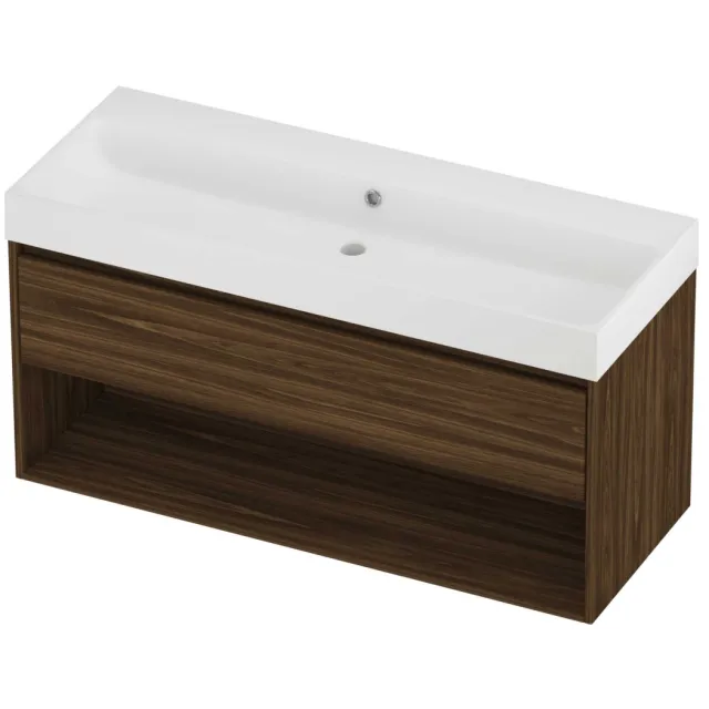 Proline Podium Badmeubelset Polystone Loft 120x46x62 cm Mat White Cabana Oak Eiken