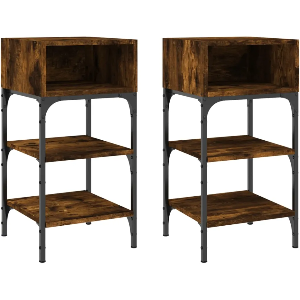 vidaXL Nachtkastjes 2 st 35x34,5x70 cm bewerkt hout gerookt eikenkleur, foto 3