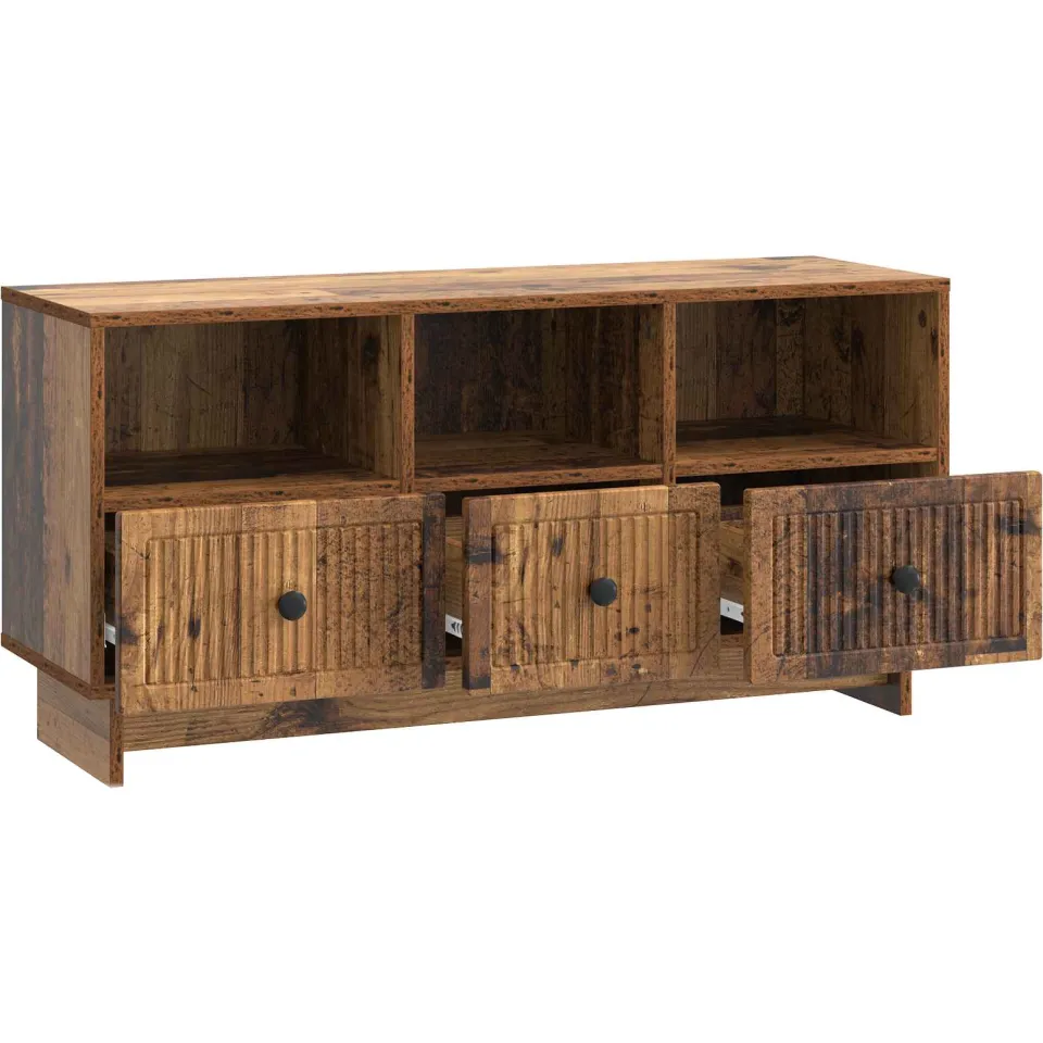 vidaXL TV-kast met lade Oud hout 102 x 34,5 x 50 cm Bewerkt hout bruin, foto 4
