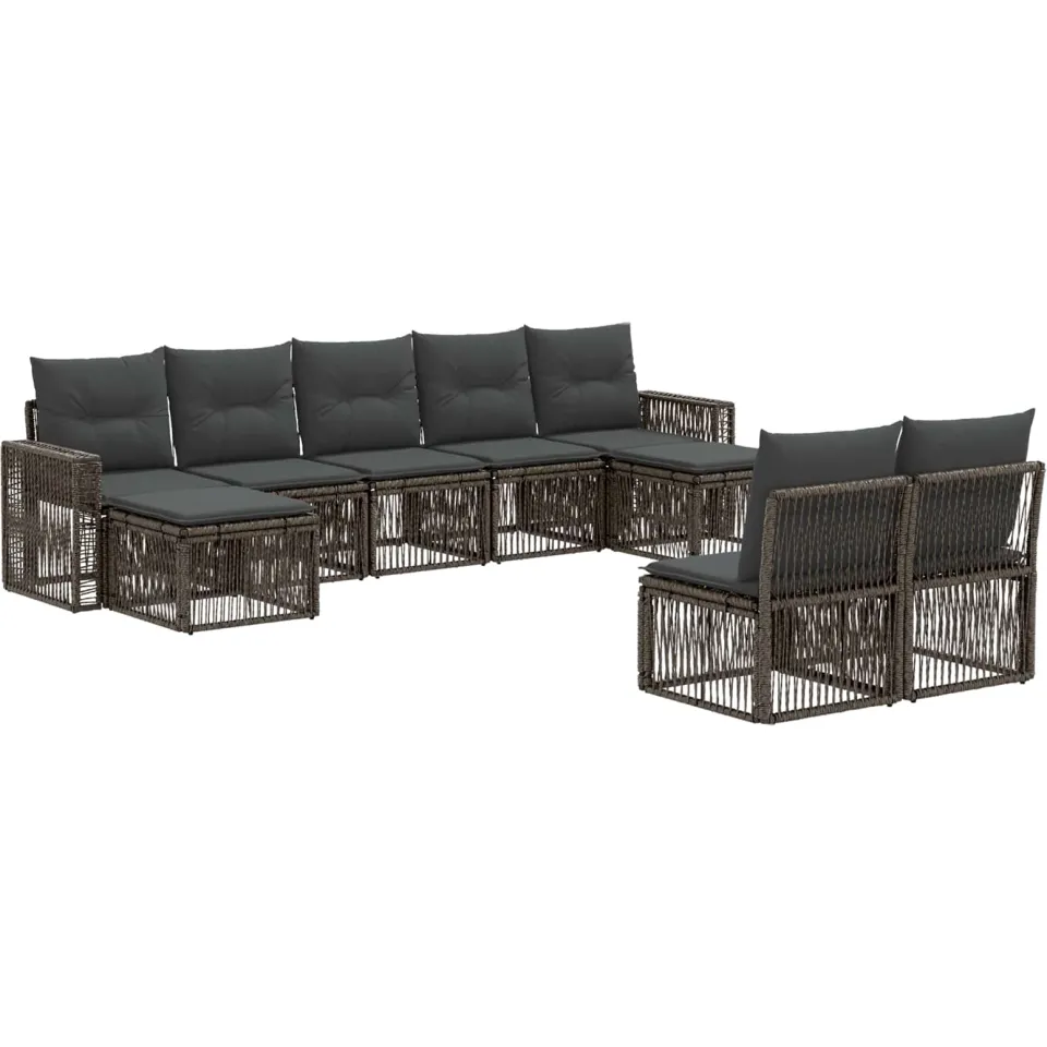 vidaXL Tuinbankenset 9 st 9-zits Grijs en Donkergrijs poly rattan, foto 3