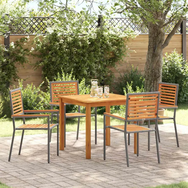 vidaXL Tuin eettafelset 5 st Grijs Massief Acaciahout
