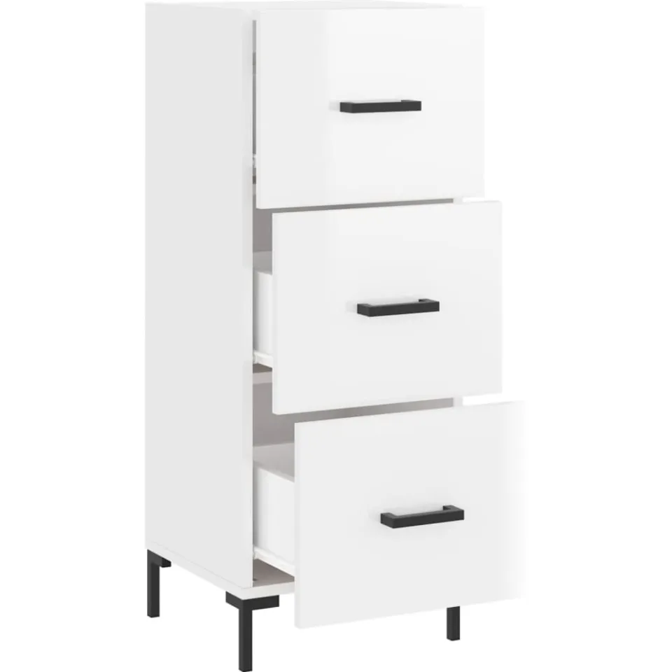 vidaXL Dressoir 34,5x34x90 cm bewerkt hout hoogglans wit