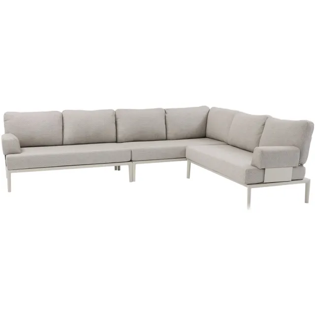 AVH-Collectie Hong Kong hoek loungeset 3 delig aluminium latte zand Zand / Latte / Linen