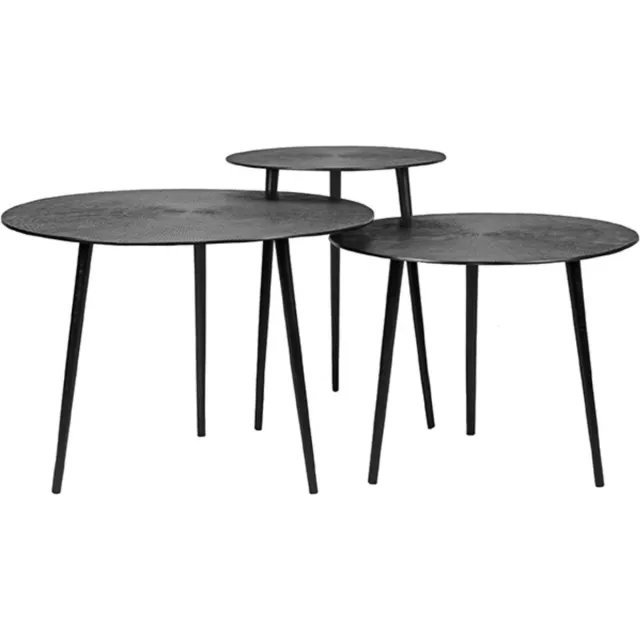 LABEL51 Set Nobby Salontafel - Zwart - Metaal - 60 cm - Rond