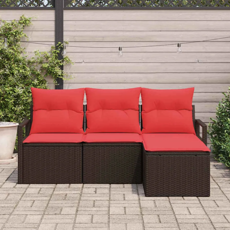 vidaXL Bankstel 4 st Bruin poly rattan