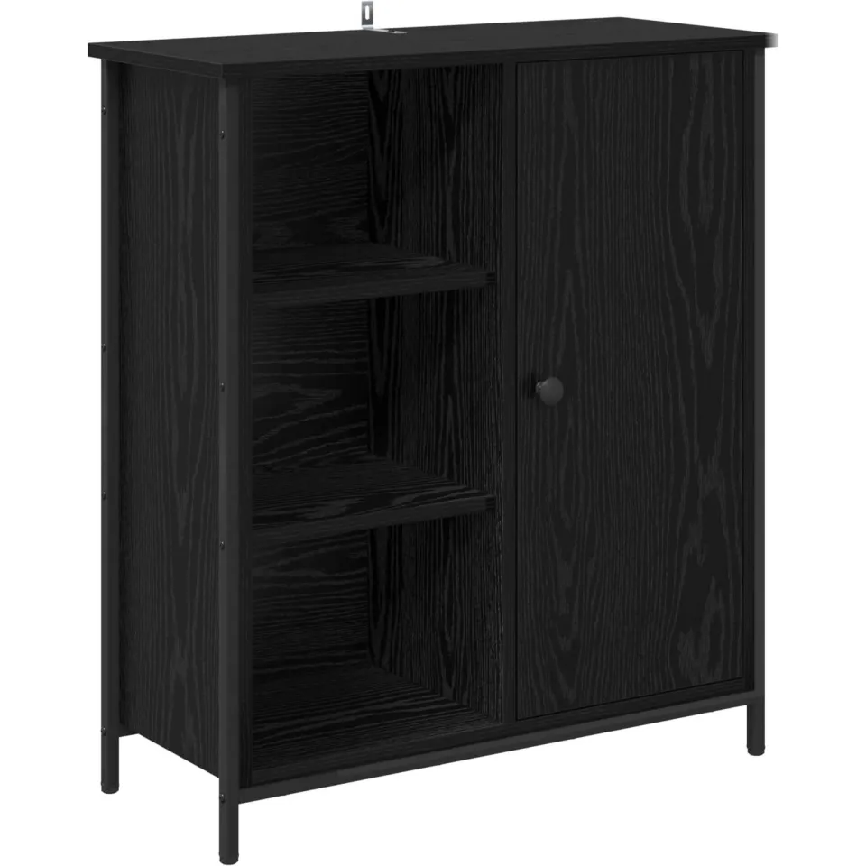 vidaXL Dressoir Zwart Eiken 70 x 30 x 80 cm Bewerkt hout, foto 3