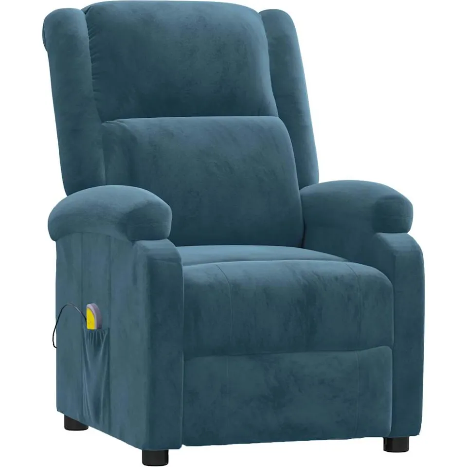 vidaXL Massagestoel fluweel blauw, foto 3