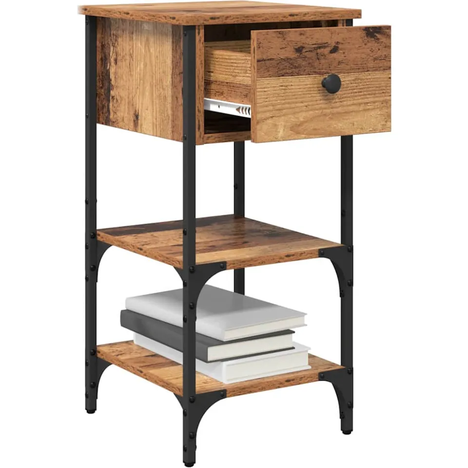 vidaXL Nachtkastje met lade Bruin 33,5 x 36 x 70 cm Geconstrueerd hout