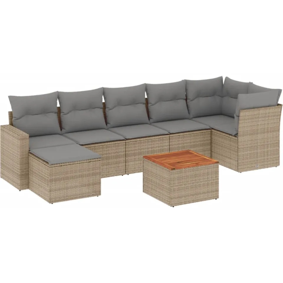 vidaXL Patio Sofa Set 8-zits Beige mix en grijs, foto 3