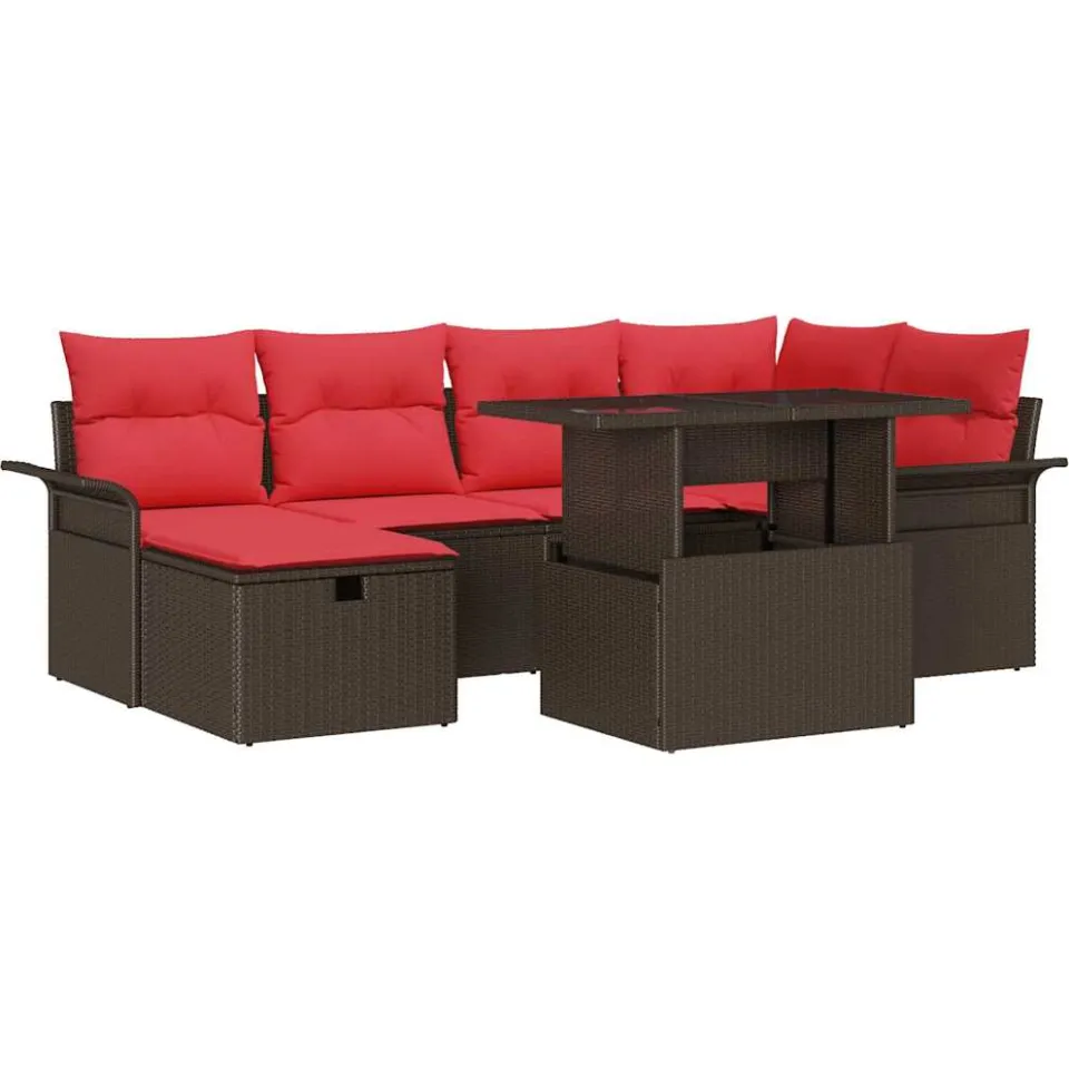 vidaXL Tuin Sofa Set 7 st Bruin poly rattan