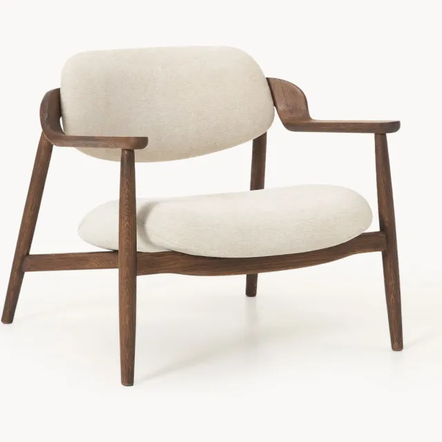 Westwing Collection Loungefauteuil Rae van eikenhout Wit