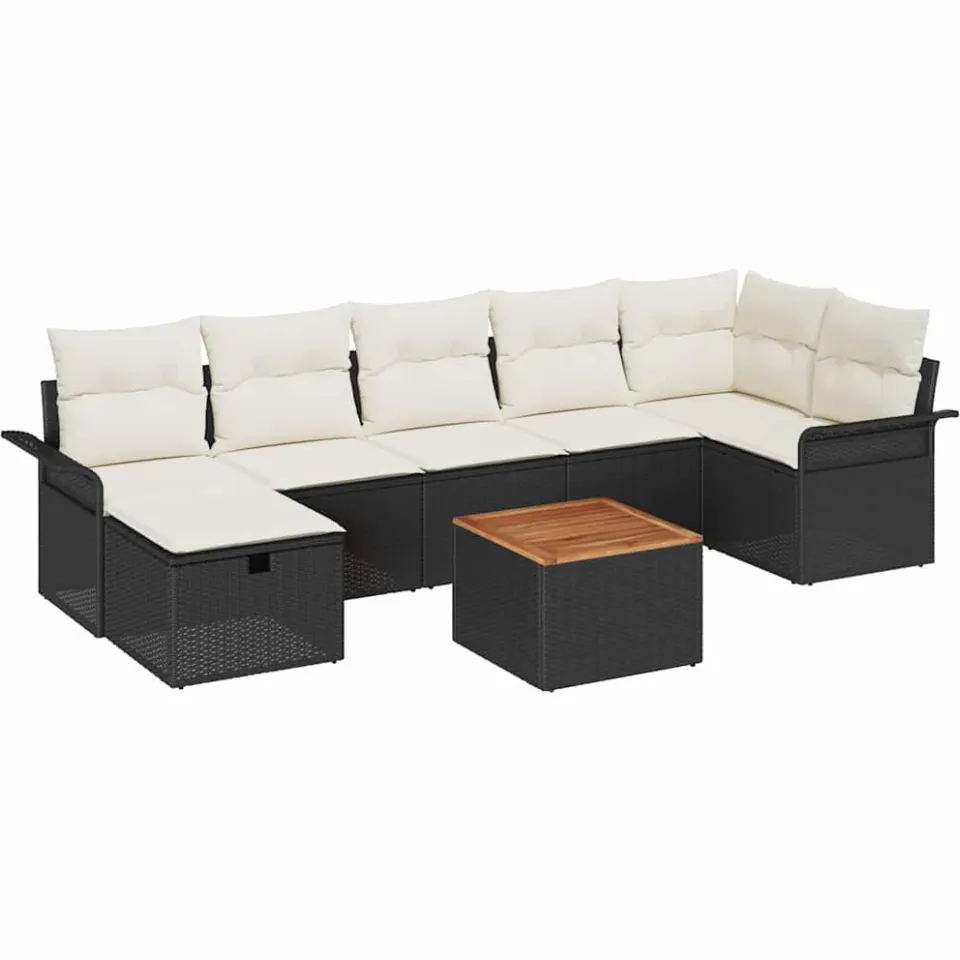 vidaXL Tuinbankenset 8 st Zwart poly rattan, foto 4