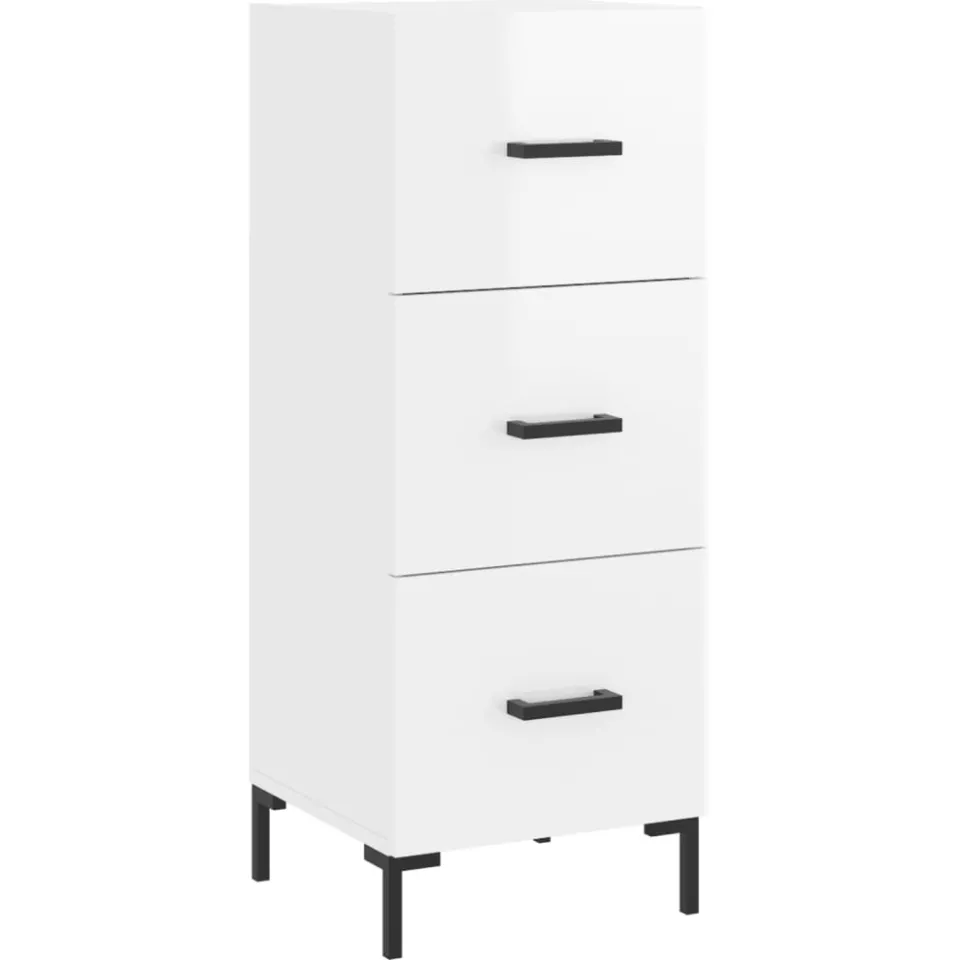 vidaXL Dressoir 34,5x34x90 cm bewerkt hout hoogglans wit, foto 3