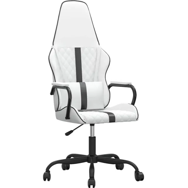 vidaXL Massage - gamestoel - kunstleer - zwart - en - wit