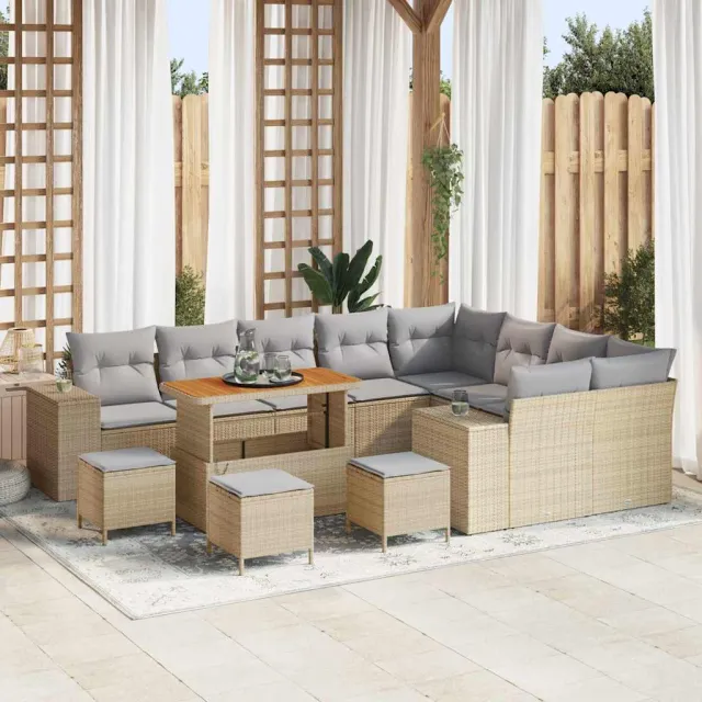 vidaXL Tuin Sofa Set 13 st Beige poly rattan, foto 2